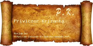 Priviczer Krizanta névjegykártya